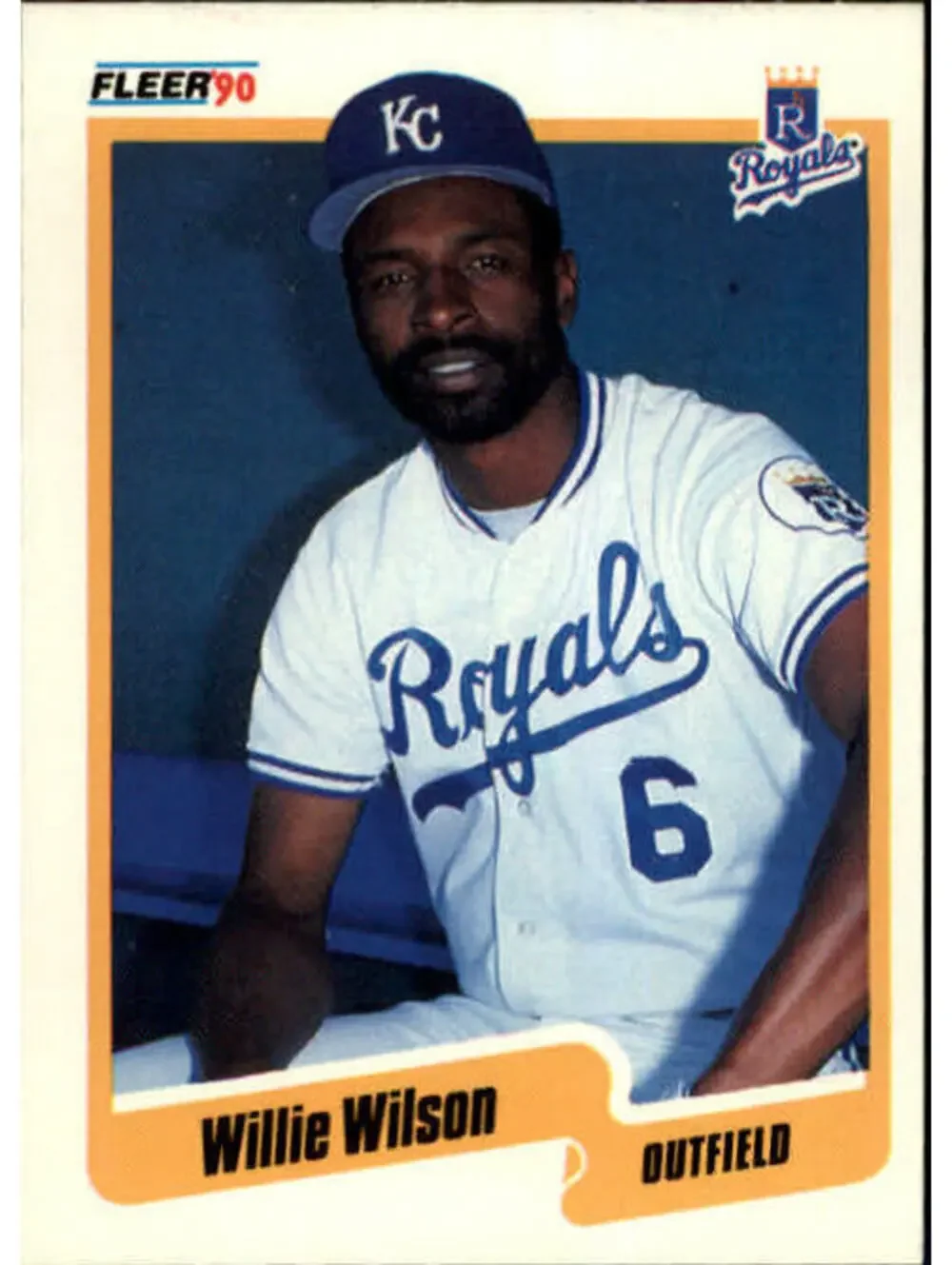 1990 Willie Wilson Fleer Baseball Card #123